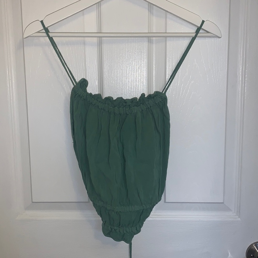 Zara Cropped Linen Backless Top